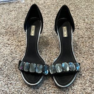 Zara Black Heels with Silver Accents